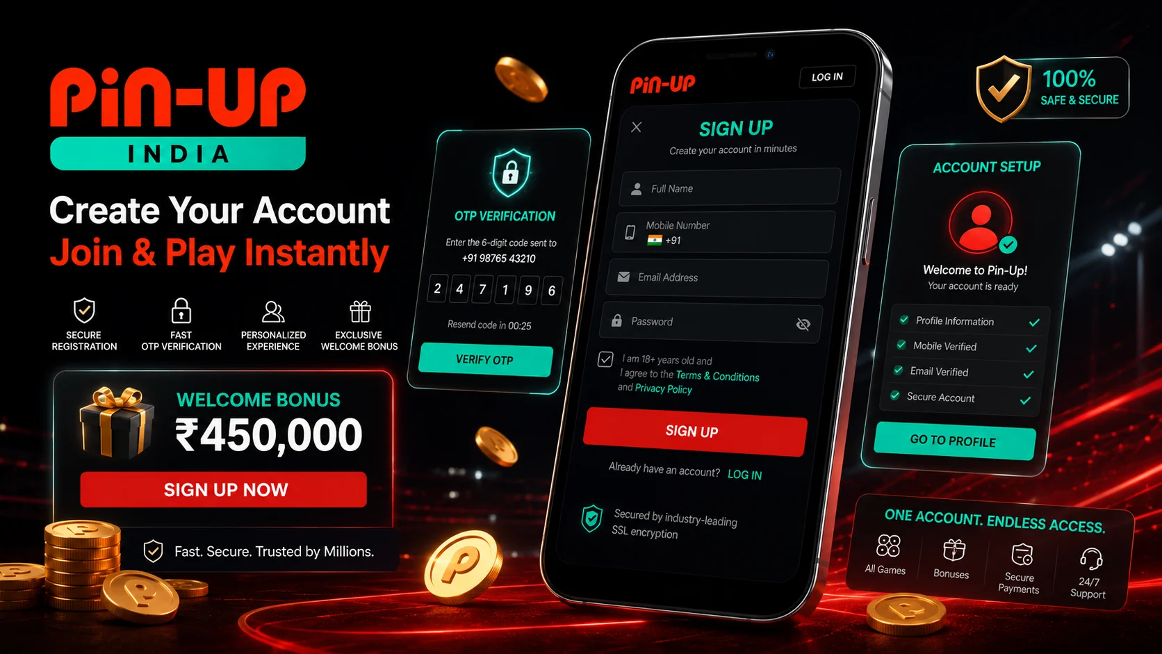Pin-Up India register hero signup